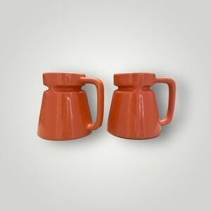 Highwave Hot-Joe Vintage Travel Mugs Set of 2 Orange Marine Wide Base Anti-Tip